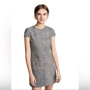 Alice + Olivia Coley Mixed Plaid A-Line Shift Dress w Metallic Sheen size 6 EUC